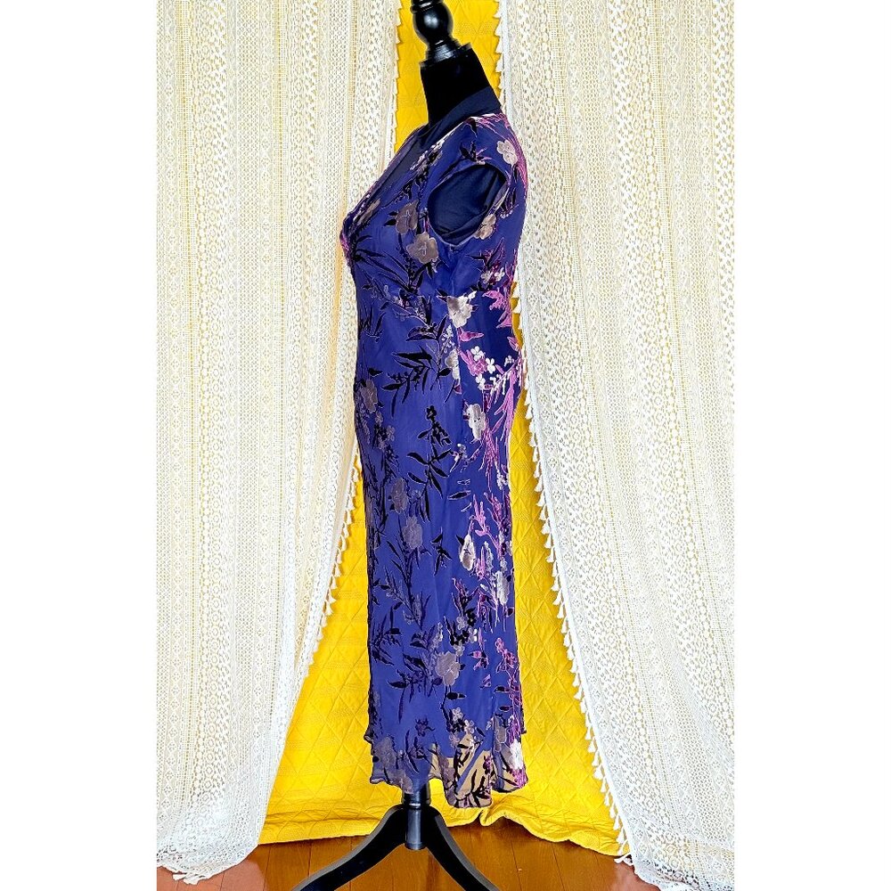 VTG 90s Whimsigoth Fairy Grunge Purple Velvet Burnout Floral Maxi Dress | 14 - Picture 7 of 15